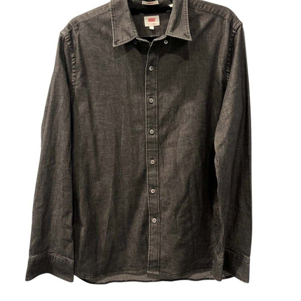 Levi's Men's Charcoal Button Down Shirt Size Large Stretch Long Sleeve
